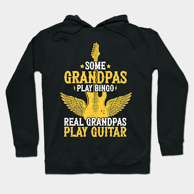 Funny Guitarist Grandpa Vintage Guitar Player Fathers Day Gift Hoodie by Boneworkshop